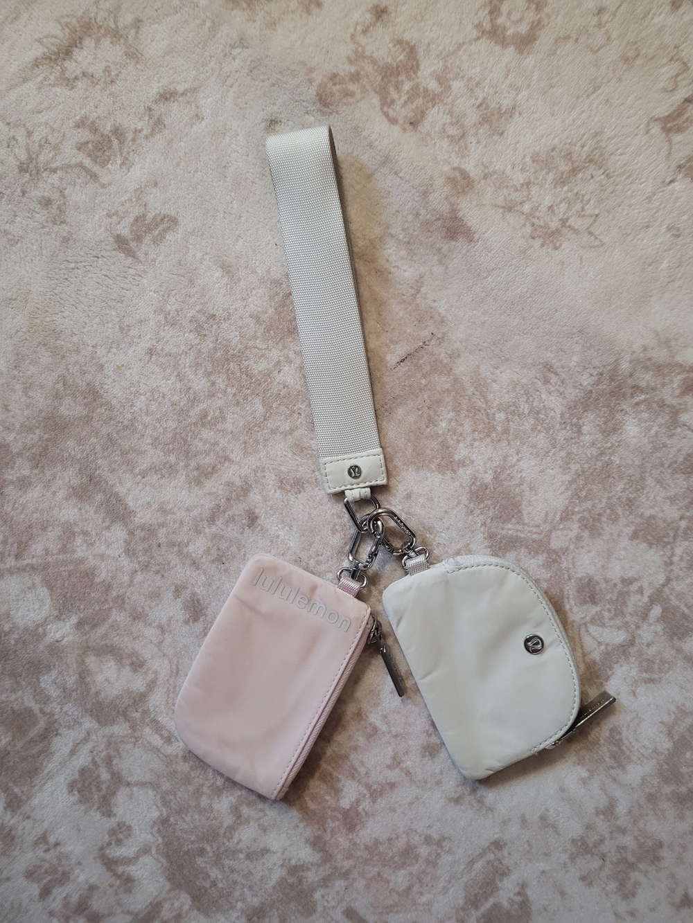 lululemon athletica Pink and White Wristlet Wallet Keychain